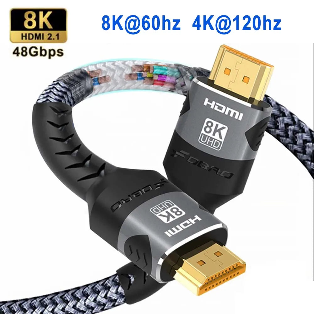 8K HDMI Cable High Speed 48Gbps HDMI 2.1 hdmi to hdmi high definition video Cable 1m 2m 3m 5m for HDTV  Monitor PS4/PS5 Xbox