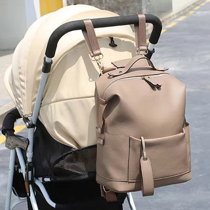 New Fashion Mommy Bag Pu Leather Diaper Backpack Bag with Changing Pad Baby Organizer Baby Nappy Bag Mummy Daddy Backpack