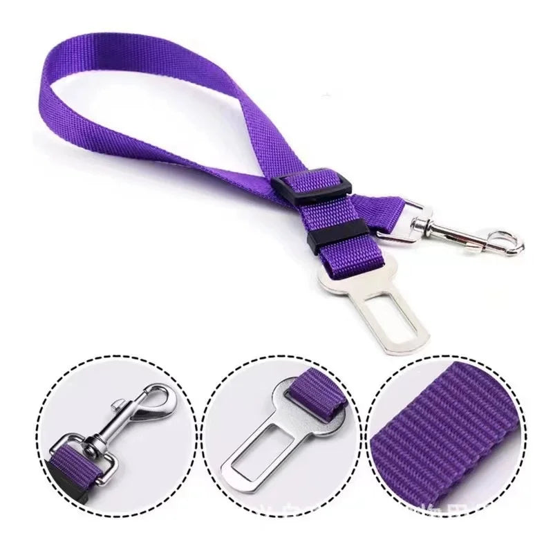 Adjustable Pet Cat Dog Car Seat  Belt Pet Seat Vehicle Dog Harness Lead Clip Safety Lever Traction Dog Collars Dog Accessoires