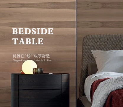 Solid Wood Creative Elliptical Bedside Table Modern Simple Night Stand for Bedroom Nightstands Storage Cabinet Bedroom Furniture