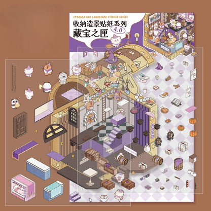 Creative Design Landscaping Sticker for Student Cute Cartoon Magic 3D Stack Scene Scrapbook Sticker Sweet Student Supplies