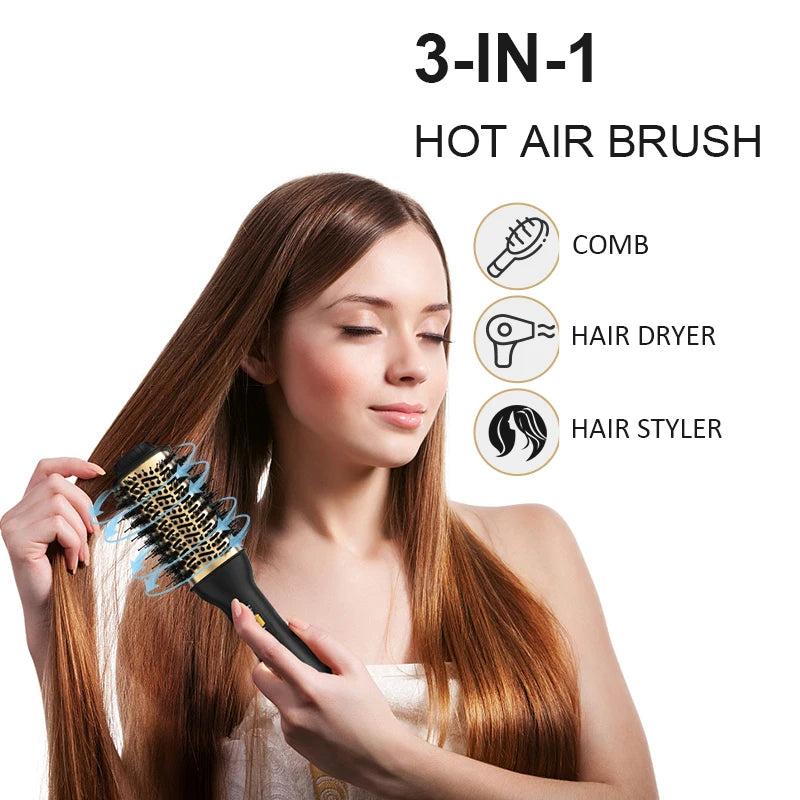 LISAPRO Elegant Black Golden Hot Air Brush 2.0  One Step Hair Dryer Brush and Styler Volumizer Multifunctional Blow Dryer Brush