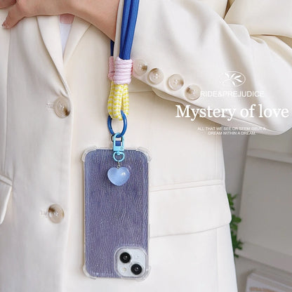 Universal Braided Mobile Phone Lanyard Strap Cartoon Star Hanging Chain Ring Cord with Patch Wrist Strap Cell Phone Detachable