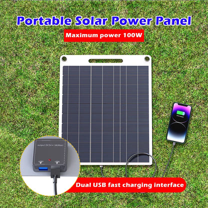 Portable Solar Phone Charger - 2 USB Ports 5V/2.4A Fast Charging for Outdoor Adventures & Emergency Power Supply
