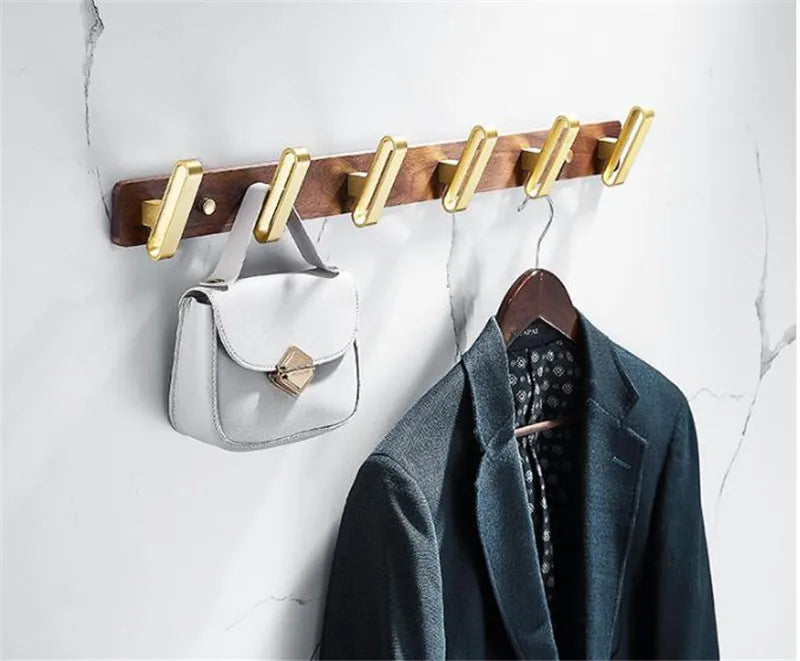 Tuqiu Robe Hook,Clothes Hook,Towel hanger, Wood and Aluminum Towel Hooks kitchen hooks Brushed gold bathroom accessories