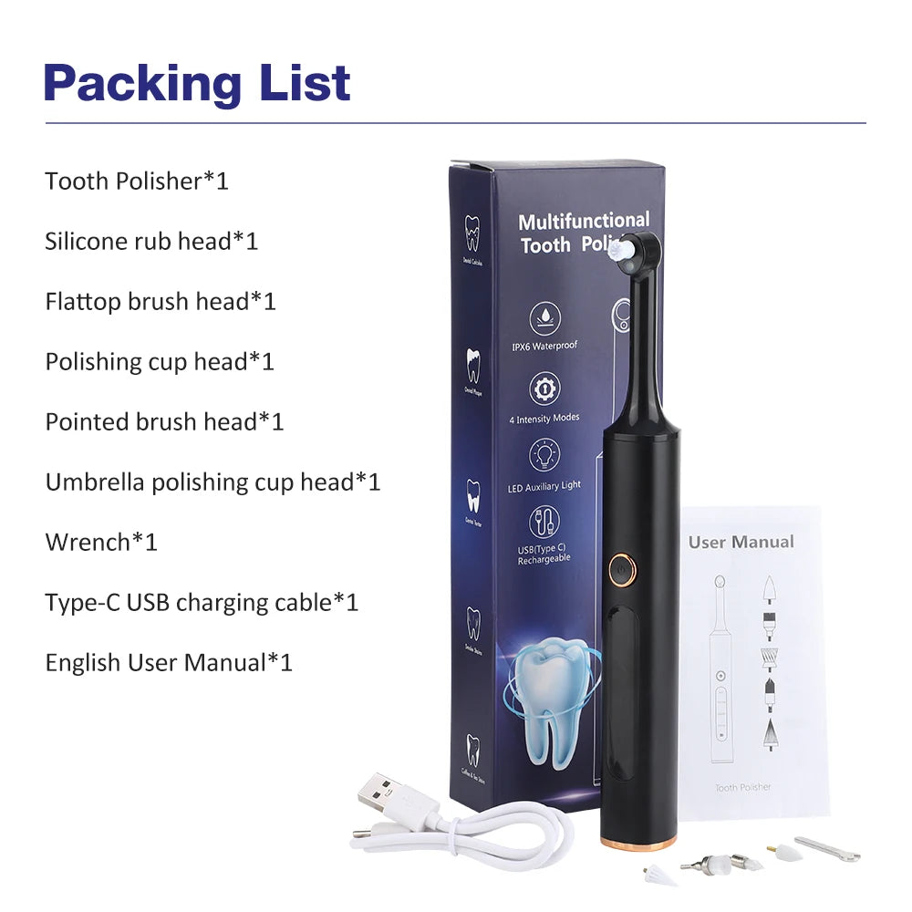 Electric Dental Teeth Polisher Ultrasonic Teeth Cleaner Oral Irrigator Calculus Stain Plaque Remover Tartar Teeth Whitening Kits