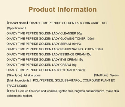 OKADY Skin Care Set Anti Aging Skin 10-piece Daily Care Routine Kit With Vitamin C Peptides Facial Cleanser Eye Mask Toner Serum