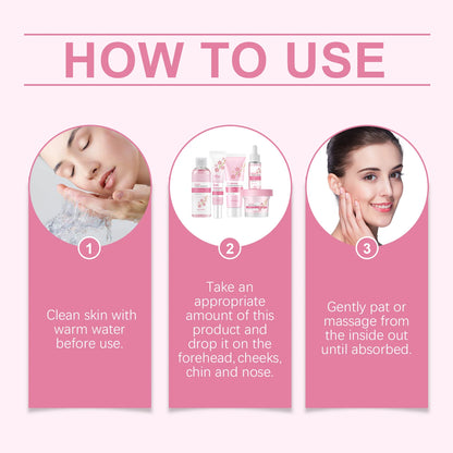 Sakura Skincare Set Moisturizer Face Cream Serum Toner Facial Cleanser Eye Cream Anti-Wrinkle Brighten Face Care Kit for Women