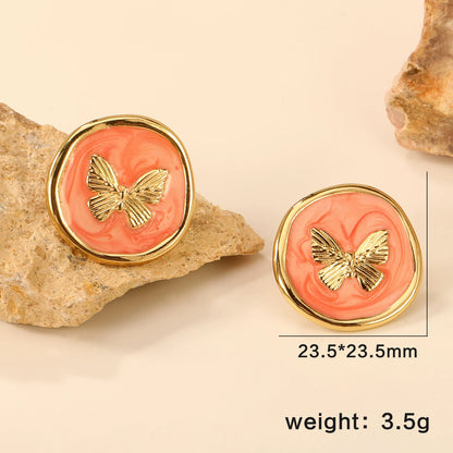 LUXUSTEEL Irregular Vitality Earrings Butterfly Women Stud Earrings Round Stainless Steel Female Ear ring Elegant Jewelry Gift