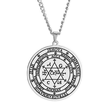 Grand Pentacle De Salomon The Grand Grimoire with The Great Clavicle of Solomon Amulet Talisman Stainless Steel Pendant Necklace