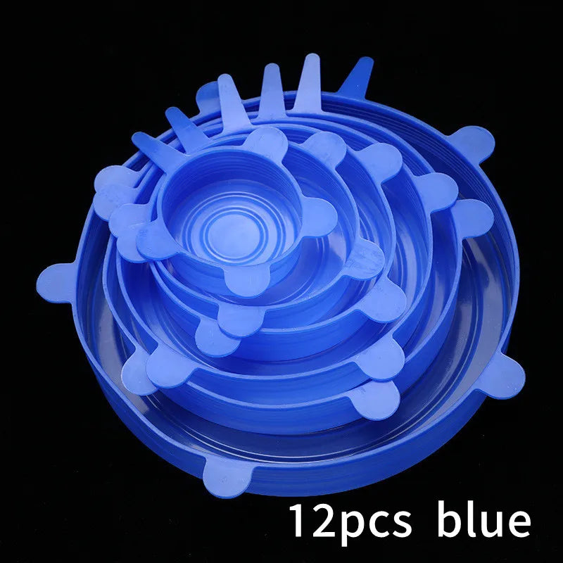 Silicone Stretch Food Covers Kitchen Fresh-keeping Lids Food Caps Elastic Expandable Microwave Airtight Plastic Wrap