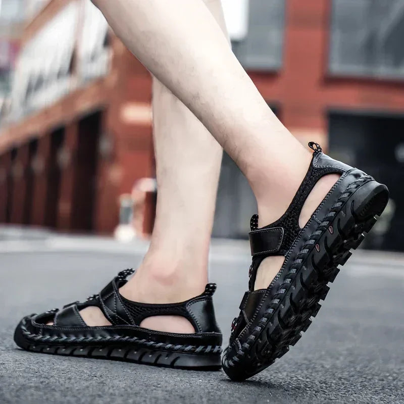 Comfortable Man Sandal for Men Flat Sandals Trend 2024 Men's Summer Sandal Authentic Leather Shoes Man Platform Sandals. Slipers