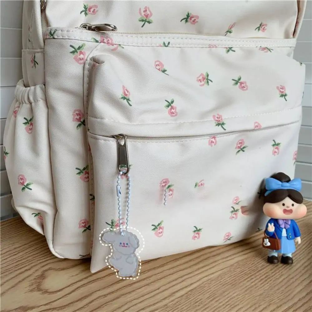White Print Backpack Large-capacity Student Schoolbag Girl Cool High School Student Schoolbag Backpack Travel Bag