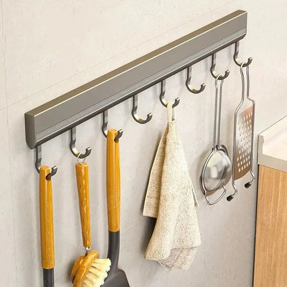 Wall Mounted Hooks Rack Punch Free Kitchen Utensils Storage Row Hook Holder Bathroom Towel Robe Coat Hangers Multi-Purpose Hooks