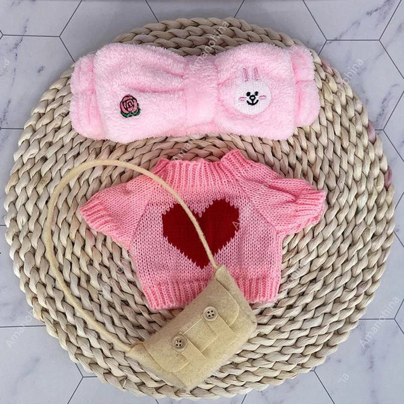 1set Clothes Suit Exquisite Soft Knitted Sweater DIY Accessories For 30cm Kawaii Yellow Duck Lalafanfan Plush Toys Stuffed Dolls