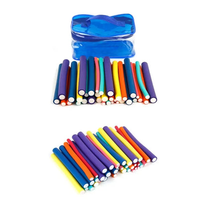 42pcs Flexible Hair Curling Rod Hair Curler Makers Soft Foam Bendy Twist Curls Flexi Rollers Styling Tools Hair Roller No Heat