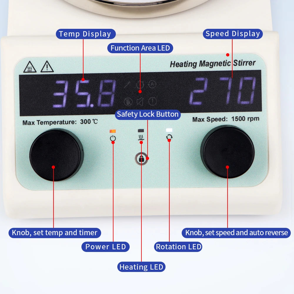 Lab Magnetic Stirrer Heating Plate 220V Digital Display 1500rpm Adjustable Churn Stir Machine Blender Laboratory Stirrer