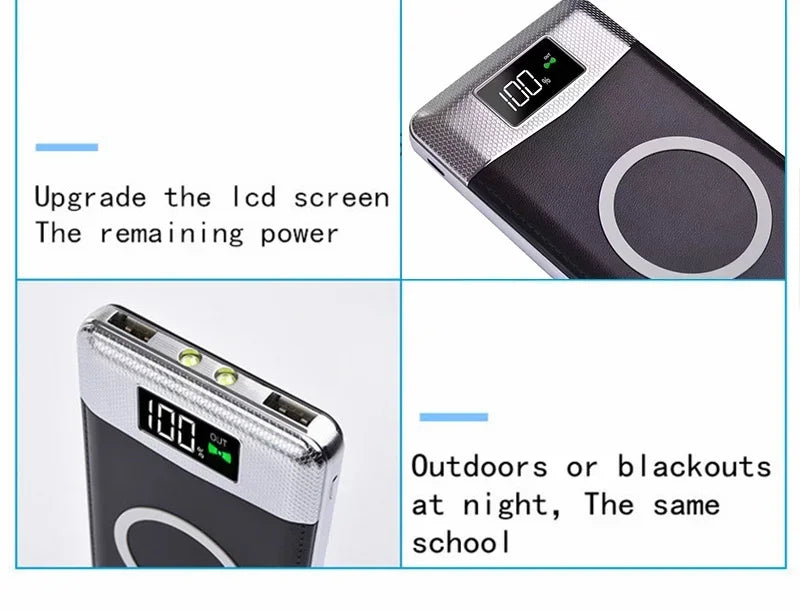 2025 New 10000mAh/20000mAh Four Color Wireless Mobile Power Bank External Battery Built in Charger Mobile Power Bank for iPhone