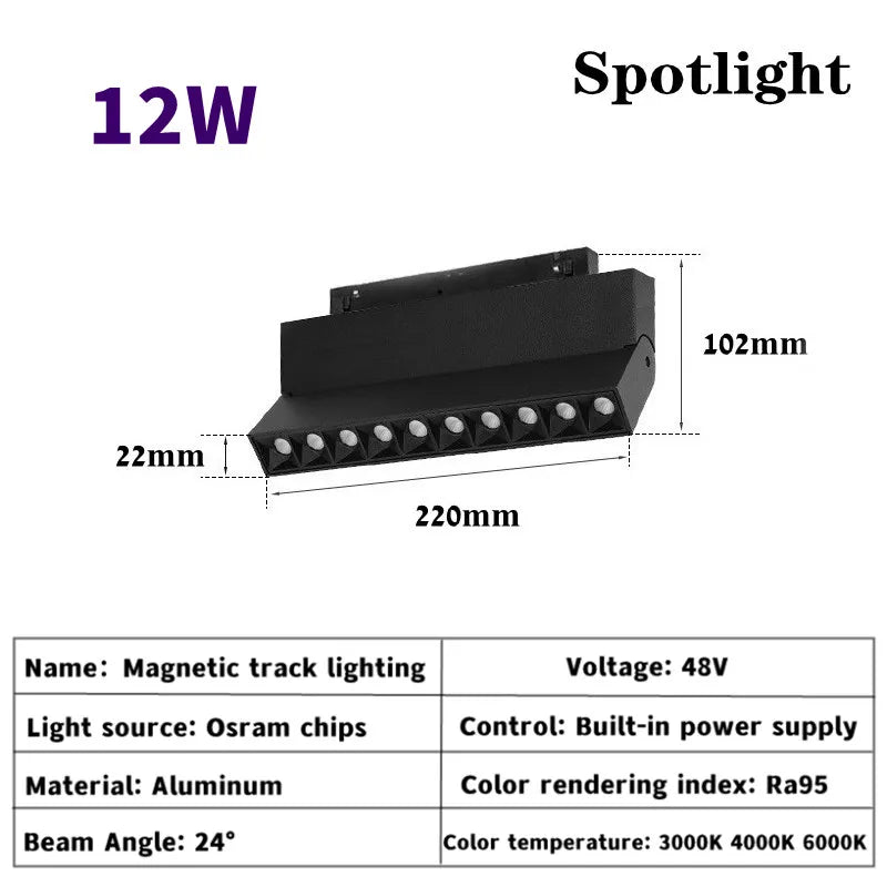 Magnetic Track Light Grille Flood Lamp Modern Embedded Flexible Linear Fixture LED Spotlight DC48V Ceiling Indoor Living