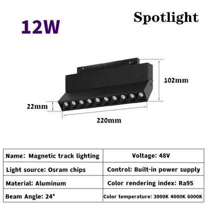 Magnetic Track Light Grille Flood Lamp Modern Embedded Flexible Linear Fixture LED Spotlight DC48V Ceiling Indoor Living
