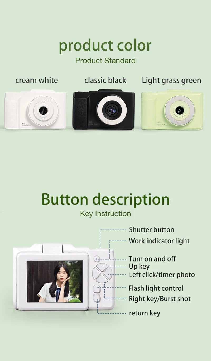 4K Digital Camera 6400w HD Flip Screen Camera Digital Camera Card Camera Shooting Camera Student Entry-level CCD Camera