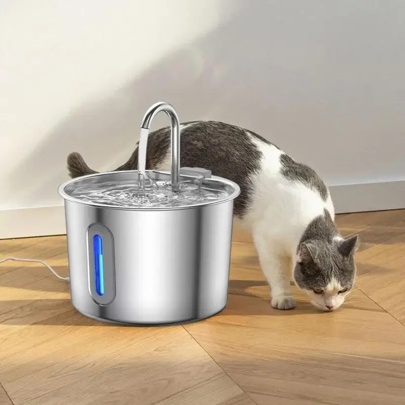 2.2L Automatic Cat Water Fountain With Faucet USB Stainless Steel Filter Silent Water Pump Cat And Dog Water Fountain Supplies