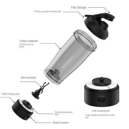 Electric Protein Shaker Bottle, USB Rechargeable Blender Bottles, BPA Free, Tritan Portable Blender Cup, 650ml