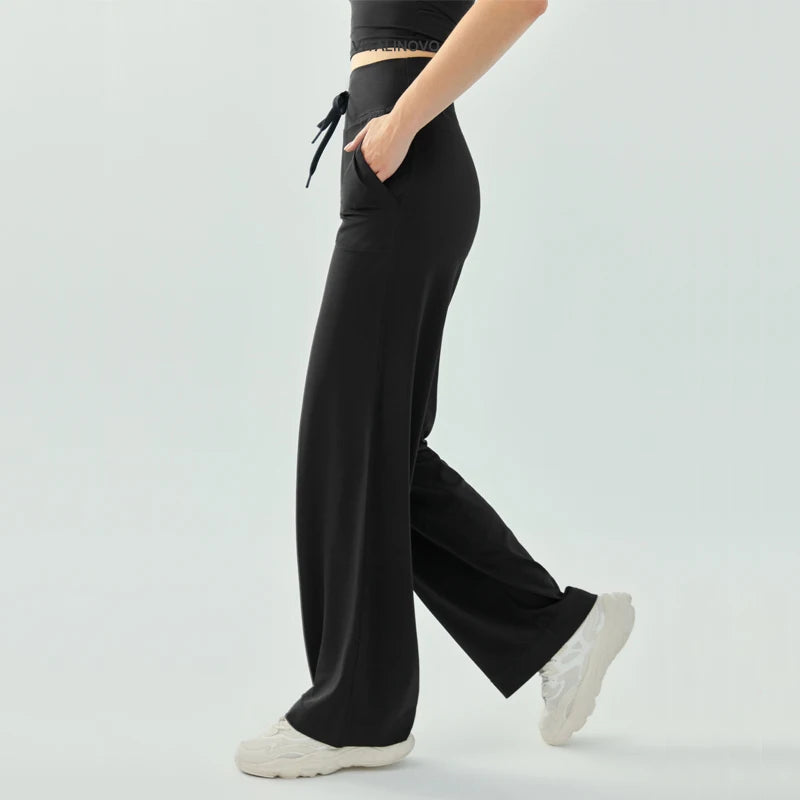 Yoga Pants Women Wide Leg Pants with Pockets High Waist Stretch Work Dress Pants Buttery Soft Casual Lounge Sweatpants Comfy