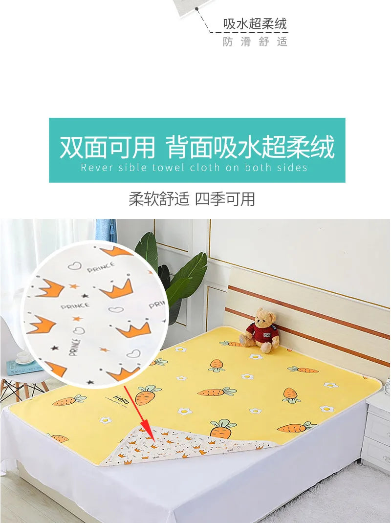 Newborn Cartoon Urine Pad Portable Cute Double Sided Bed Mat Waterproof Washable Diaper Changing Pad Children Diaper Products