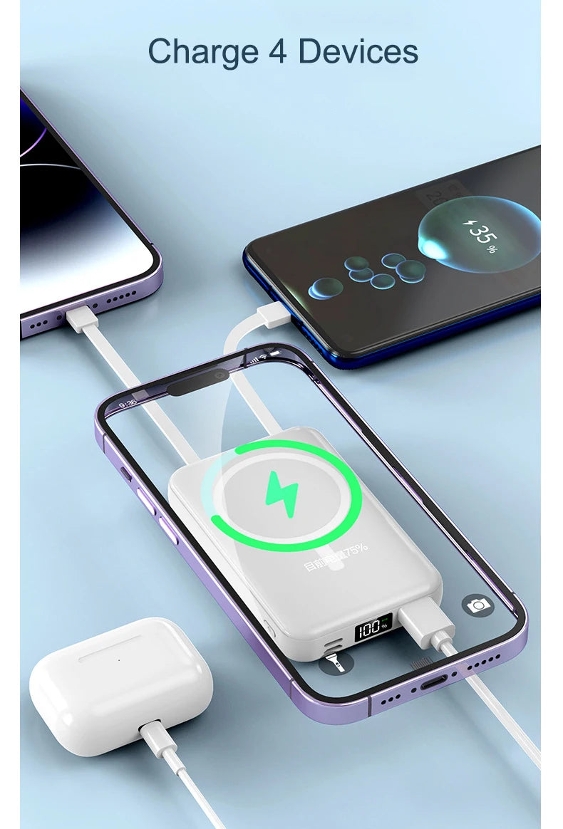 Magnetic Power Bank 20000mAh 10W Wireless Fast Charging Portable Battery Magsafe Powerbank for iPhone 16 14 15 pro Huawei Xiaomi