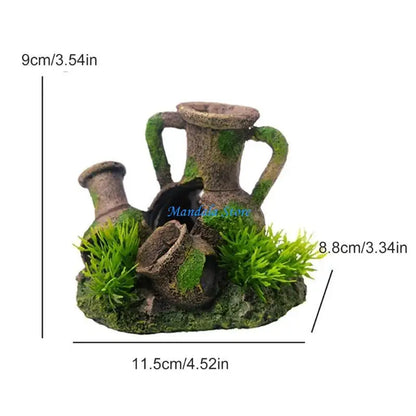 U2JC Fish Shrimp Tanks Broken Crock Ornaments Aquariums Landscaping Figurine