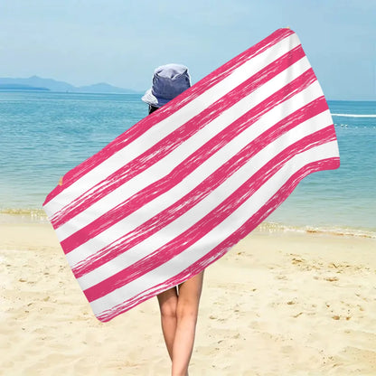 1pc Striped beach towels, ultra-fine fiber beach towels, multifunctional beach towels for swimming and shower rooms