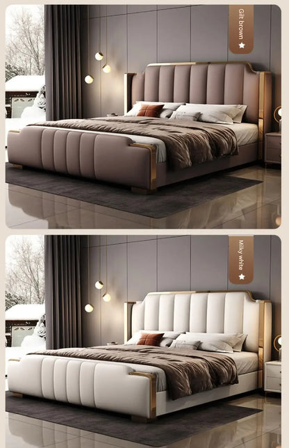 Italian Luxury Beds Leather Modern Simple Storage Beds Queen White Bedroom Double Somieres Marcos De Cama Bedroom Furniture