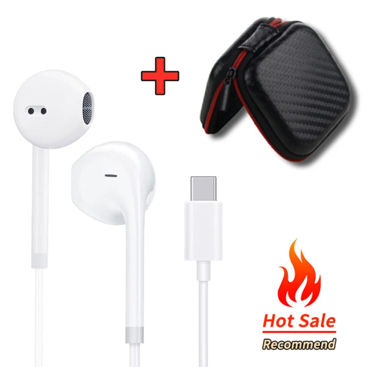 Type C Wired Headphones For Xiaomi 15 14 13 12 11 Redmi Phone 3.5MM Earphone For Huawei Samsung Earbuds Laptop With HD Mic