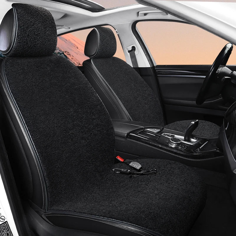 2023 New Car Heated Seat Cushion Made of Lamb Fleece Material, Comfortable and Warm, Suitable for Single Seat, Double Seat, and