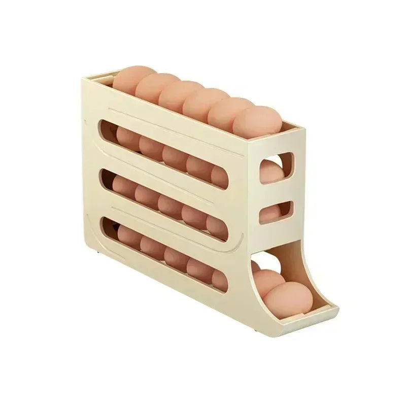 4 Tier Egg Storage Box Organizer Refrigerator Rolling Egg Organizer Holder Fridge Storage Organizer Food Container Egg Dispenser