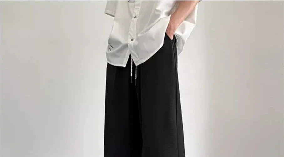 Social Tailoring Business Work Man Suits Pants Office Ice Silk Cooling Trousers for Men Fabric Korean Style Clothes Designer Up