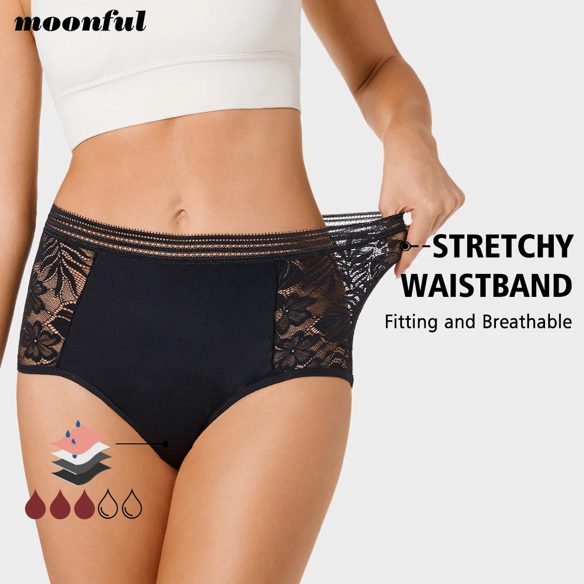 Menstrual Panties Woman High Waist Menstrual Cycle Absorbent Underwear Leak Proof Menstrual Briefs Period Underwear Heavy Flow