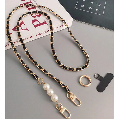 Mobile Phone Lanyard Women's Long Neck and Shoulder Strap Phone Case Universal Lanyard Long Crossbody Pearl Pickup Chain