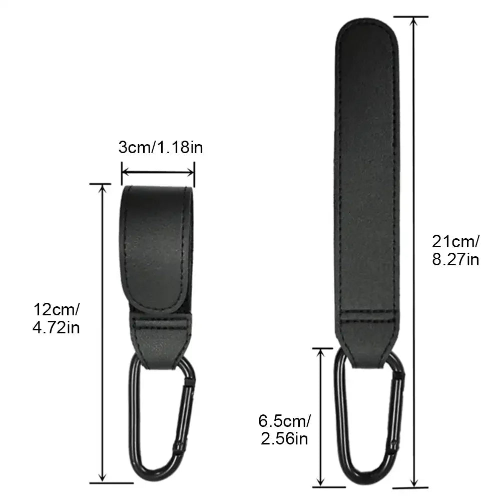 2Pcs Leather Hooks Stroller Hooks Baby Diaper Bag Hook PU Adjustable Pram Hook Organizer Hanger Children Travel Accessories