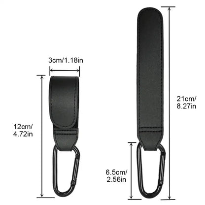 2Pcs Leather Hooks Stroller Hooks Baby Diaper Bag Hook PU Adjustable Pram Hook Organizer Hanger Children Travel Accessories