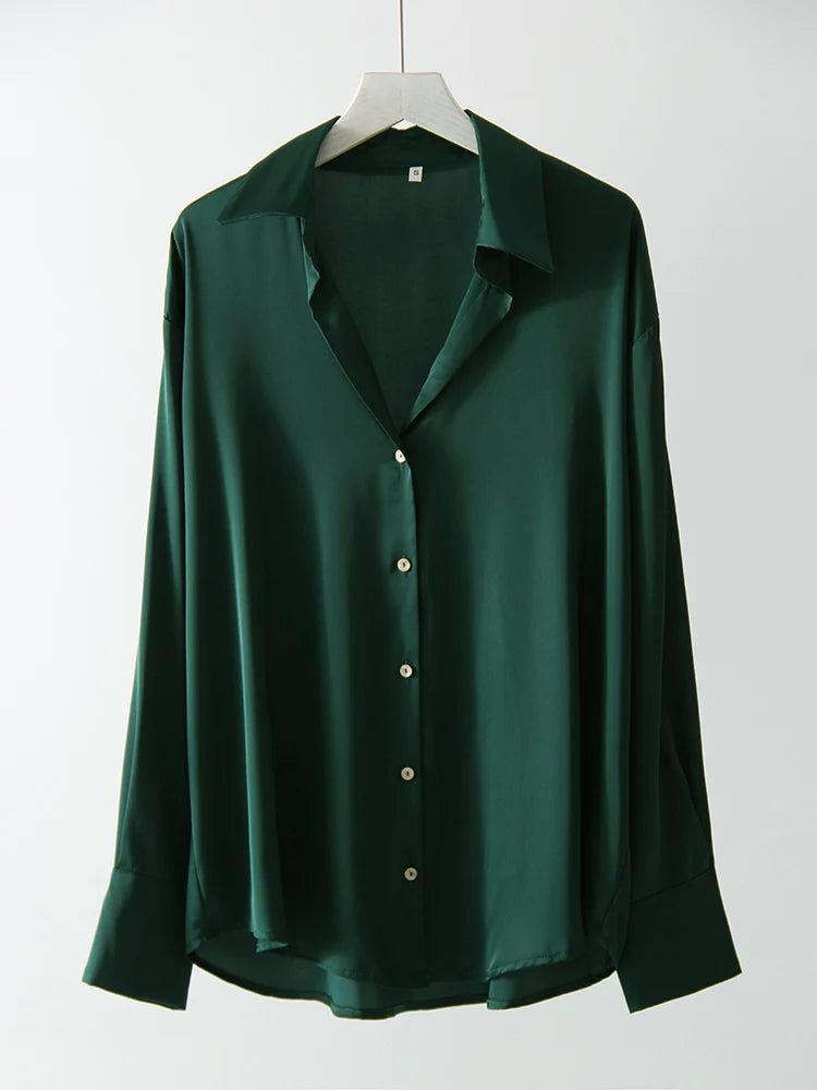 Office Wear Women Shirts Satin Blouse Luxury Pink Long Sleeve Formal Shirts Female Button Silk Tops For Women Elegant All-Match