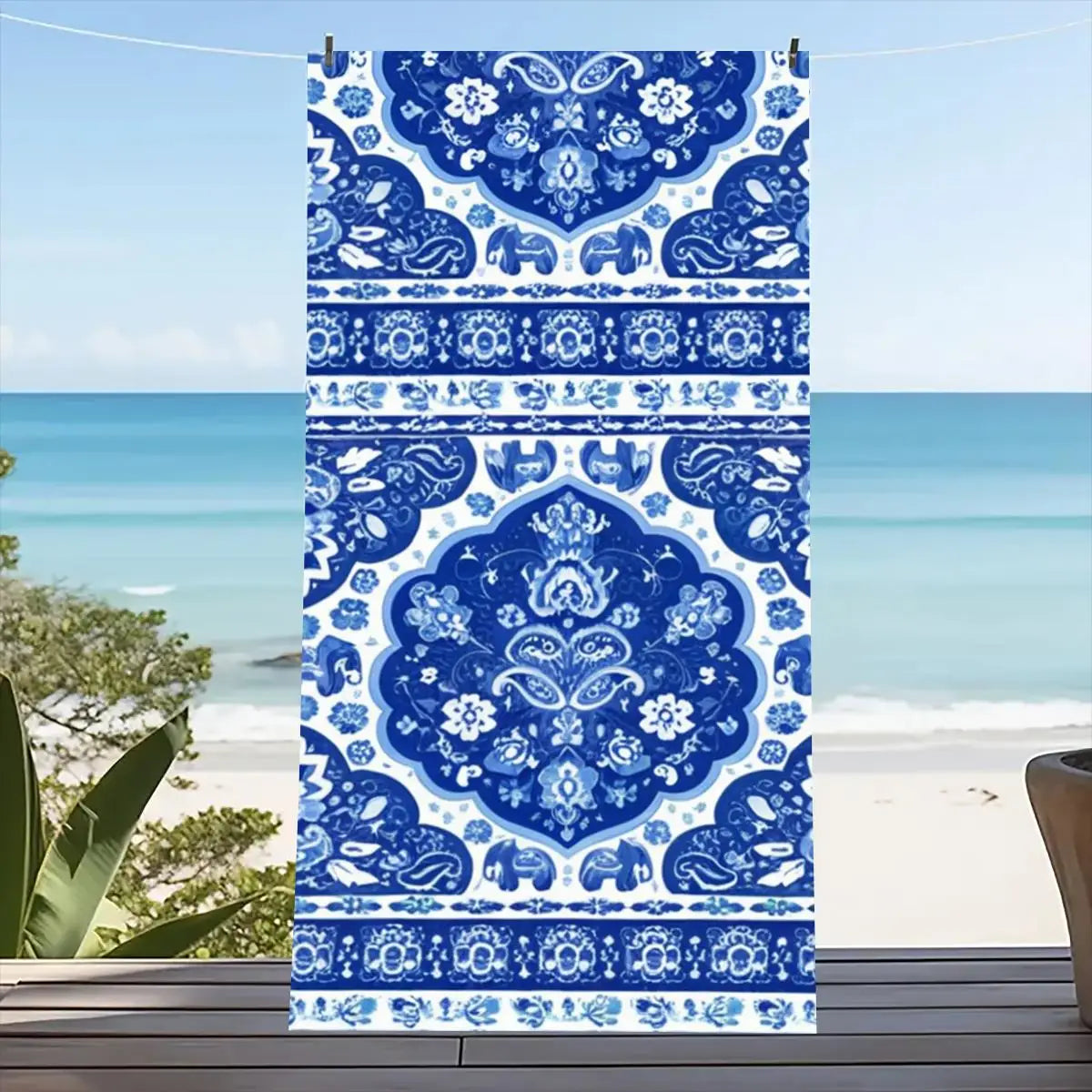 Beach Towel Portable Quick Fast Dry Sand Outdoor Travel Swim Blanket Thin Yoga Floral Print Mat Personalization Stripes Towel