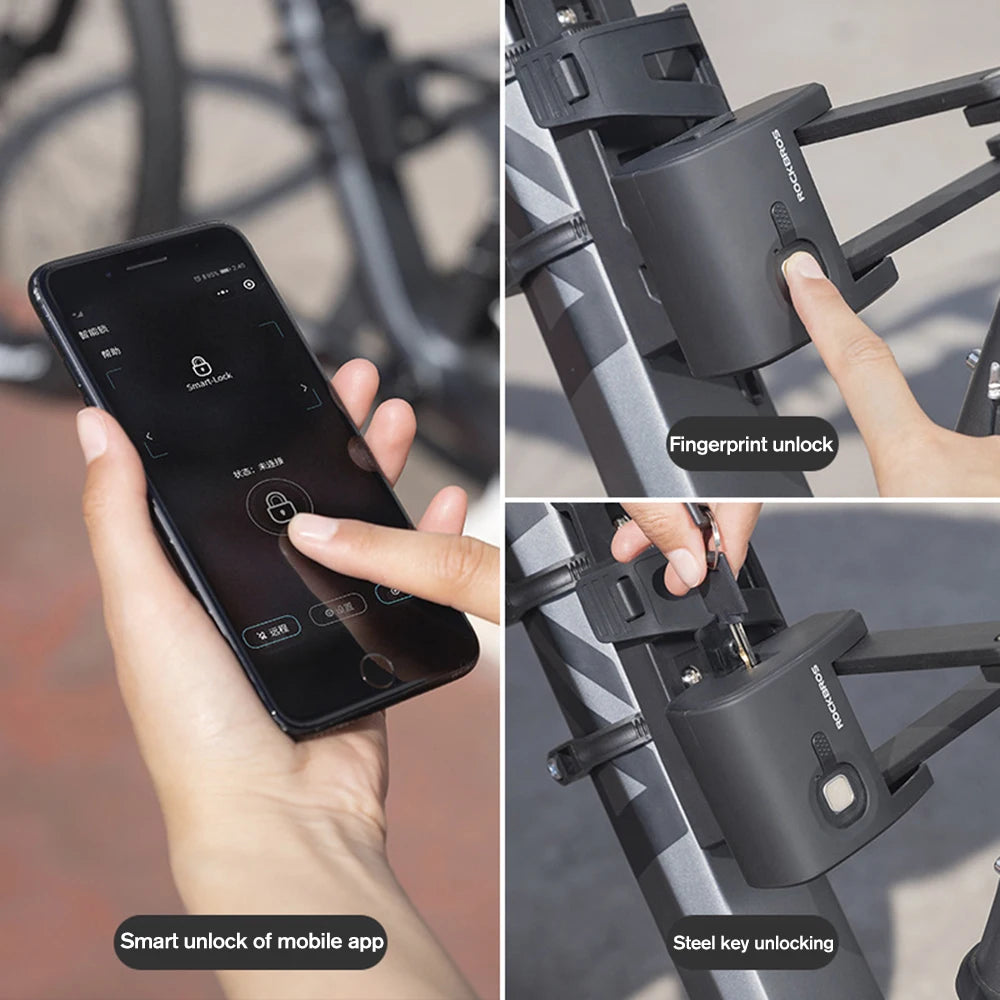 Bicycle Lock Heavt Duty Anti-Theft Smart Fingerprint Folding Lock Alloy Steel Anti-Hydraulic Shear Motorcycle Bike Accessories