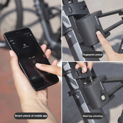 Bicycle Lock Heavt Duty Anti-Theft Smart Fingerprint Folding Lock Alloy Steel Anti-Hydraulic Shear Motorcycle Bike Accessories
