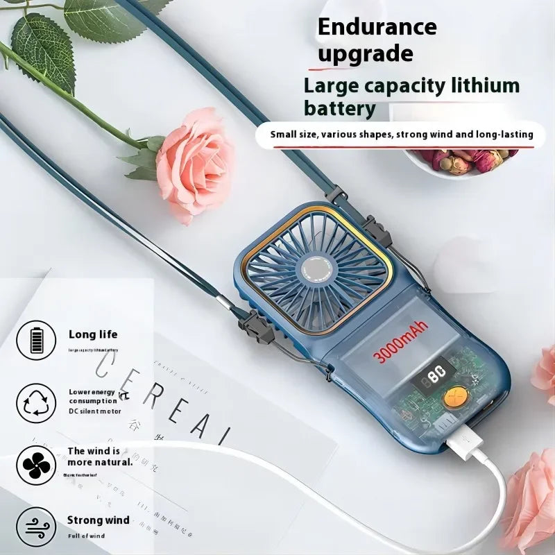 Handheld Small Fan, Desktop Small Fan, Portable USB Fan, Mini Power Bank, Folding Fan, Hanging Neck Fan