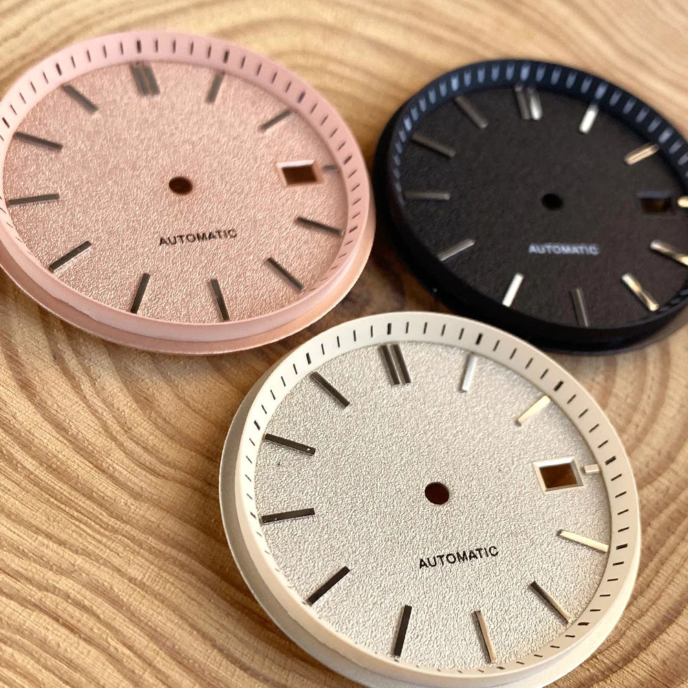 33.5mm Salmon Pink Black White Watch Dial Silver Hand Set Fit NH35 NH36 Automatic Movement Diving Men Watch Parts