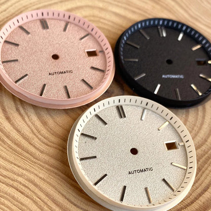 33.5mm Salmon Pink Black White Watch Dial Silver Hand Set Fit NH35 NH36 Automatic Movement Diving Men Watch Parts