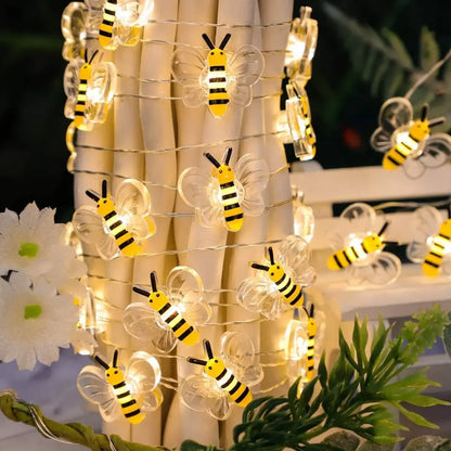 10-30LEDS  Bee Lights Battery Operated Bee String Lights For Bedroom Plants Patios Party Wedding Xmas Decorative String Lights