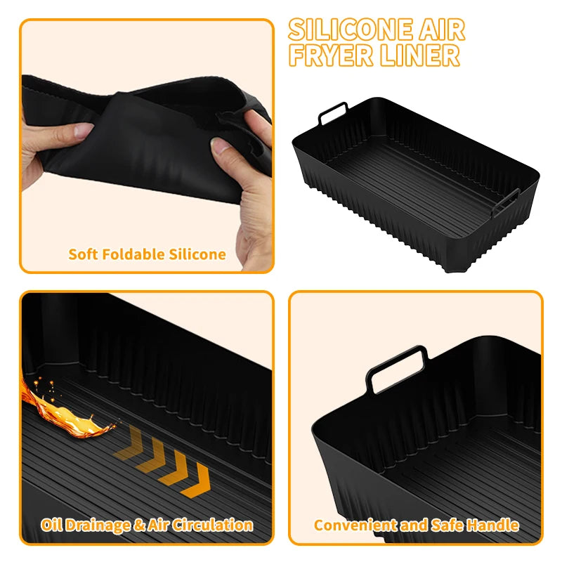 Silicone Air Fryer Liners for Ninja AF500UK 10.4L Air Fryer Silicone Liner for Ninja Air Fryer Accessories